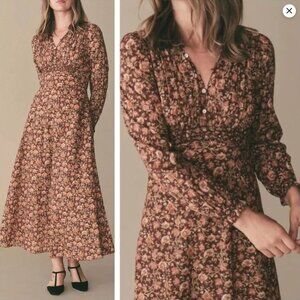 DÔEN Charleston Dress - Marron - Marron Floral - Size M